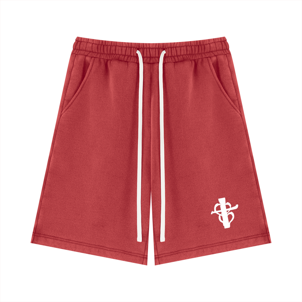 Unisex Vintage Wash cross my heart flag ship Fleece Shorts
