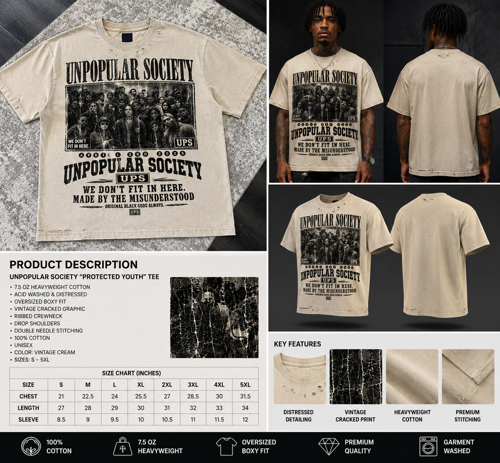 UNPOPULAR SOCIETY™ — “WE DON’T FIT IN HERE” VINTAGE DISTRESSED TEE
