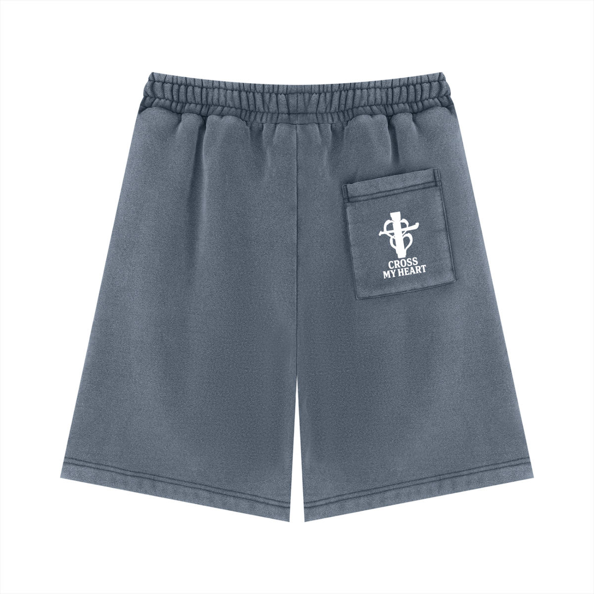 Unisex Vintage Wash cross my heart flag ship Fleece Shorts