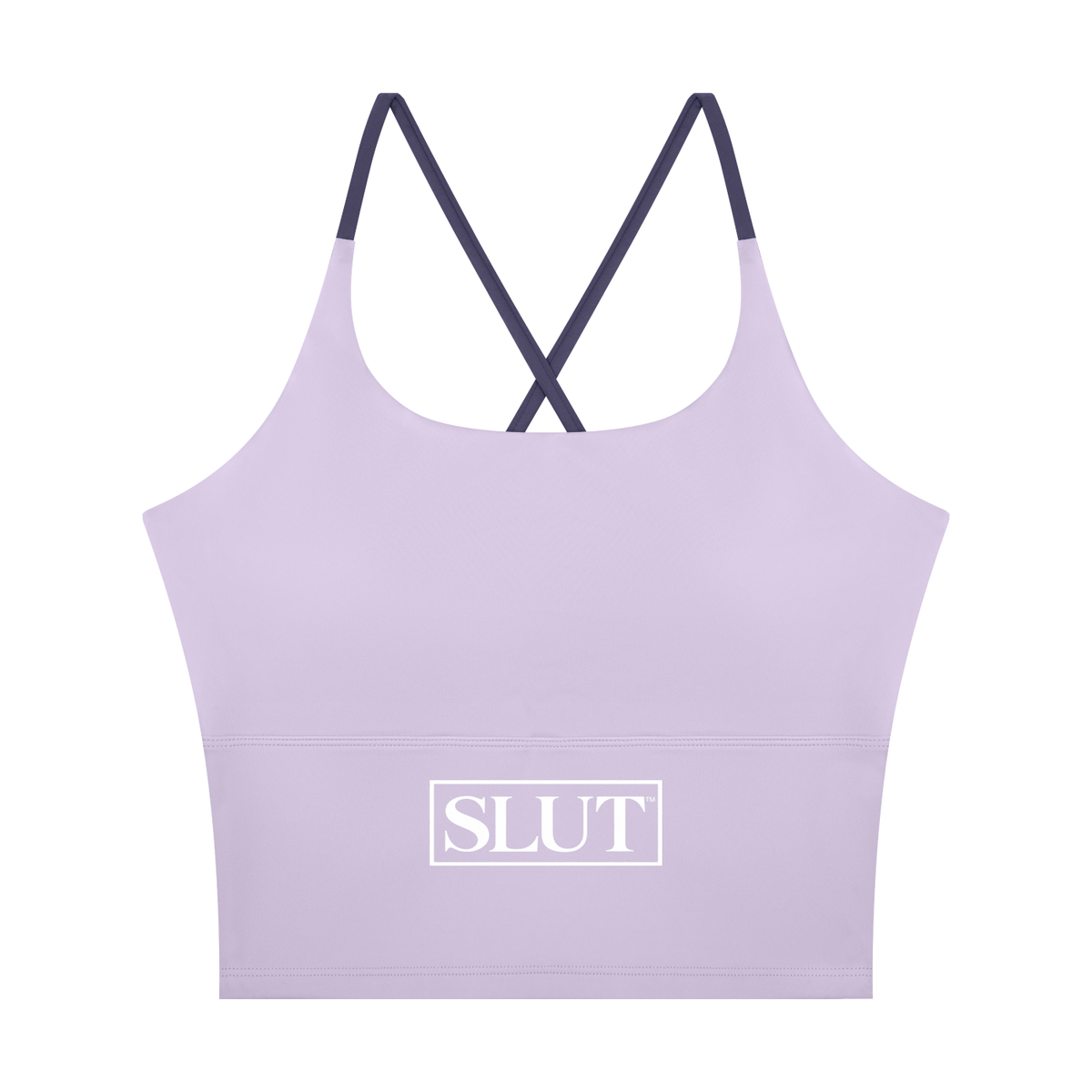 SLUT CROSS\-BACK CROP SPORTS BRA  **STRONG • LIBERATED UNAPOLOGETIC  THRIVING