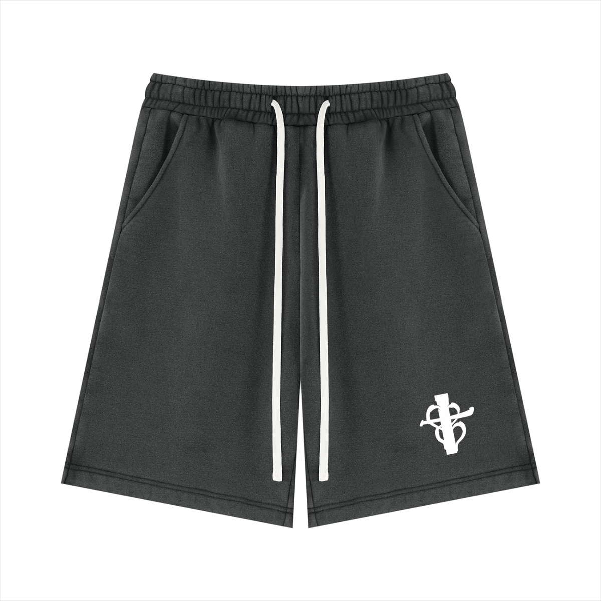 Unisex Vintage Wash cross my heart flag ship Fleece Shorts