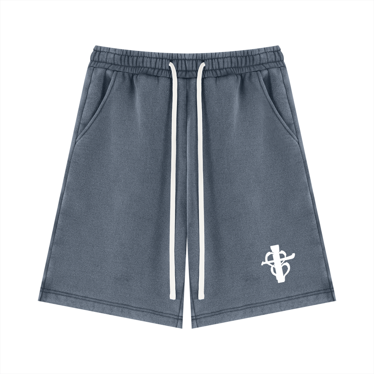 Unisex Vintage Wash cross my heart flag ship Fleece Shorts