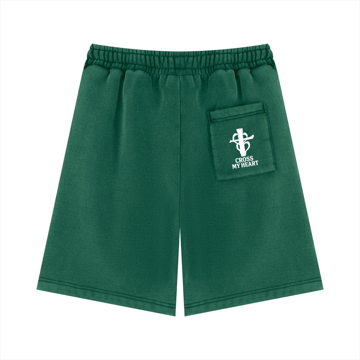 Unisex Vintage Wash cross my heart flag ship Fleece Shorts