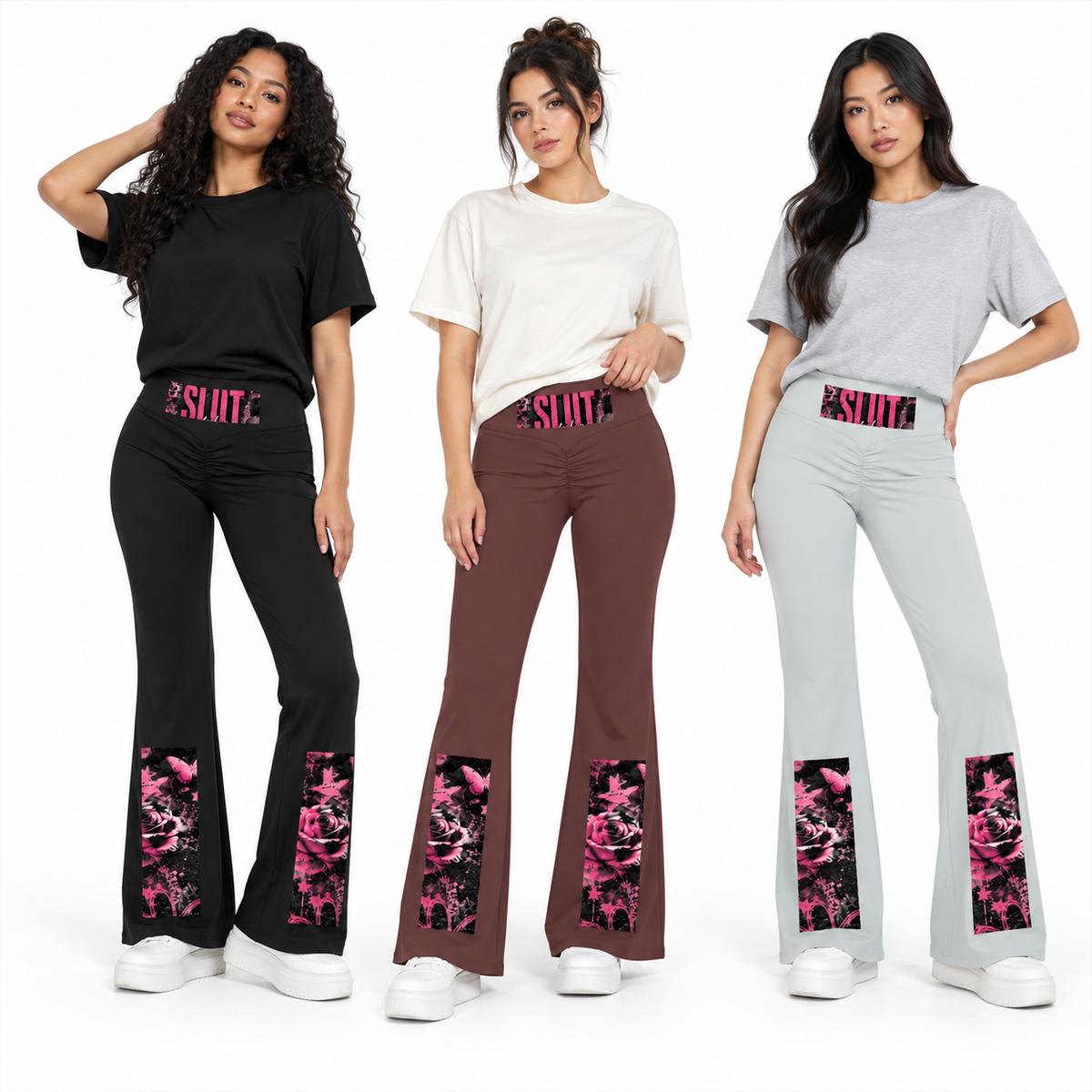 SLUT  Floral Flare Leggings  Strong  Liberated  Unapologetic Thriving