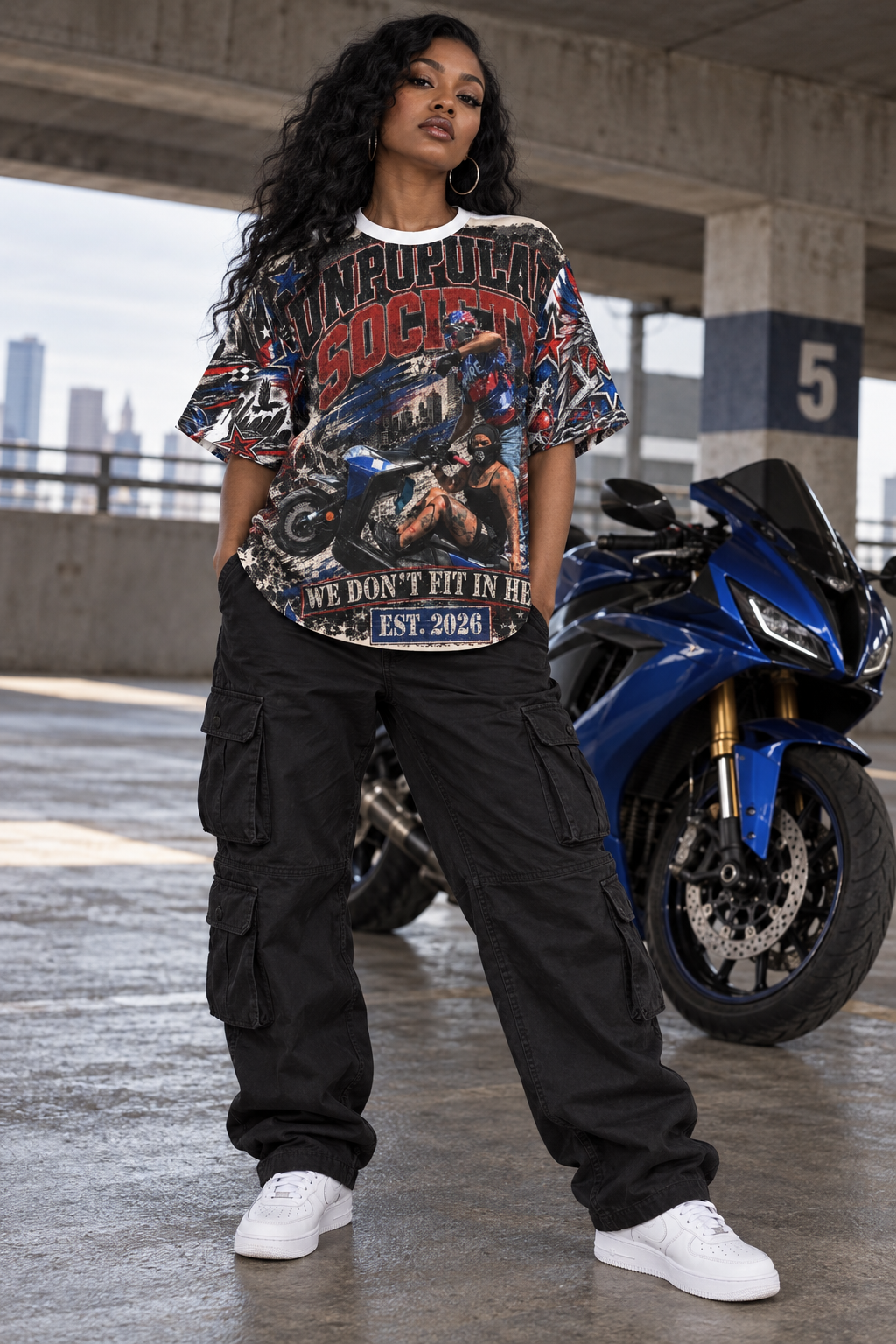 Unpopular society speed racer Oversized cotton t-shirt