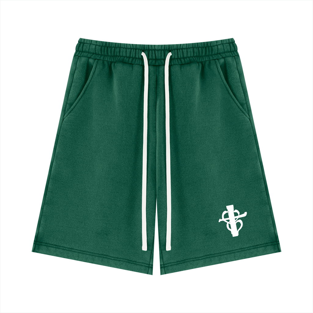 Unisex Vintage Wash cross my heart flag ship Fleece Shorts