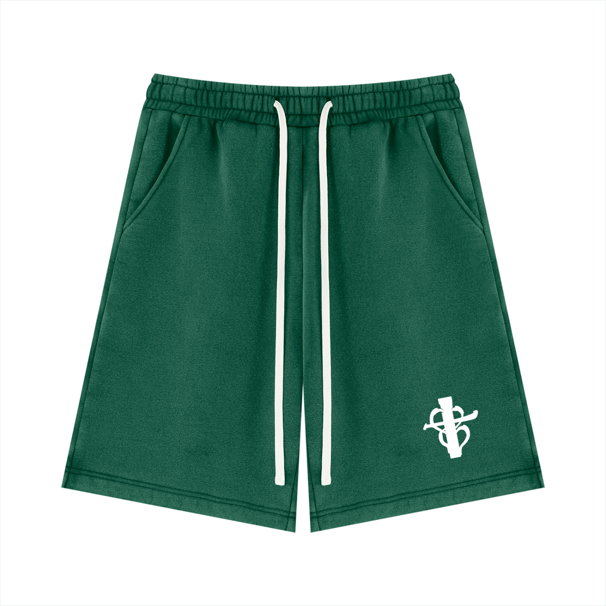 Unisex Vintage Wash cross my heart flag ship Fleece Shorts