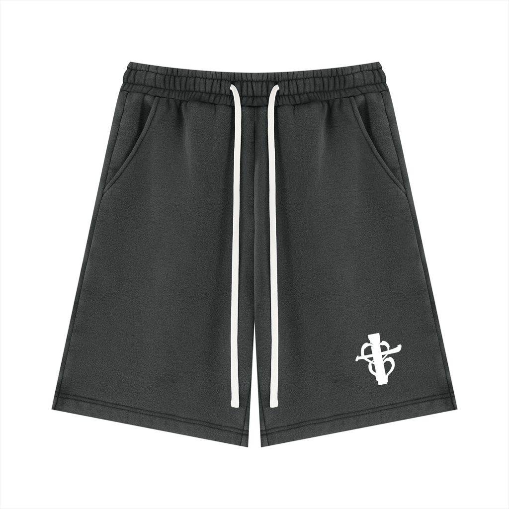 Unisex Vintage Wash cross my heart flag ship Fleece Shorts