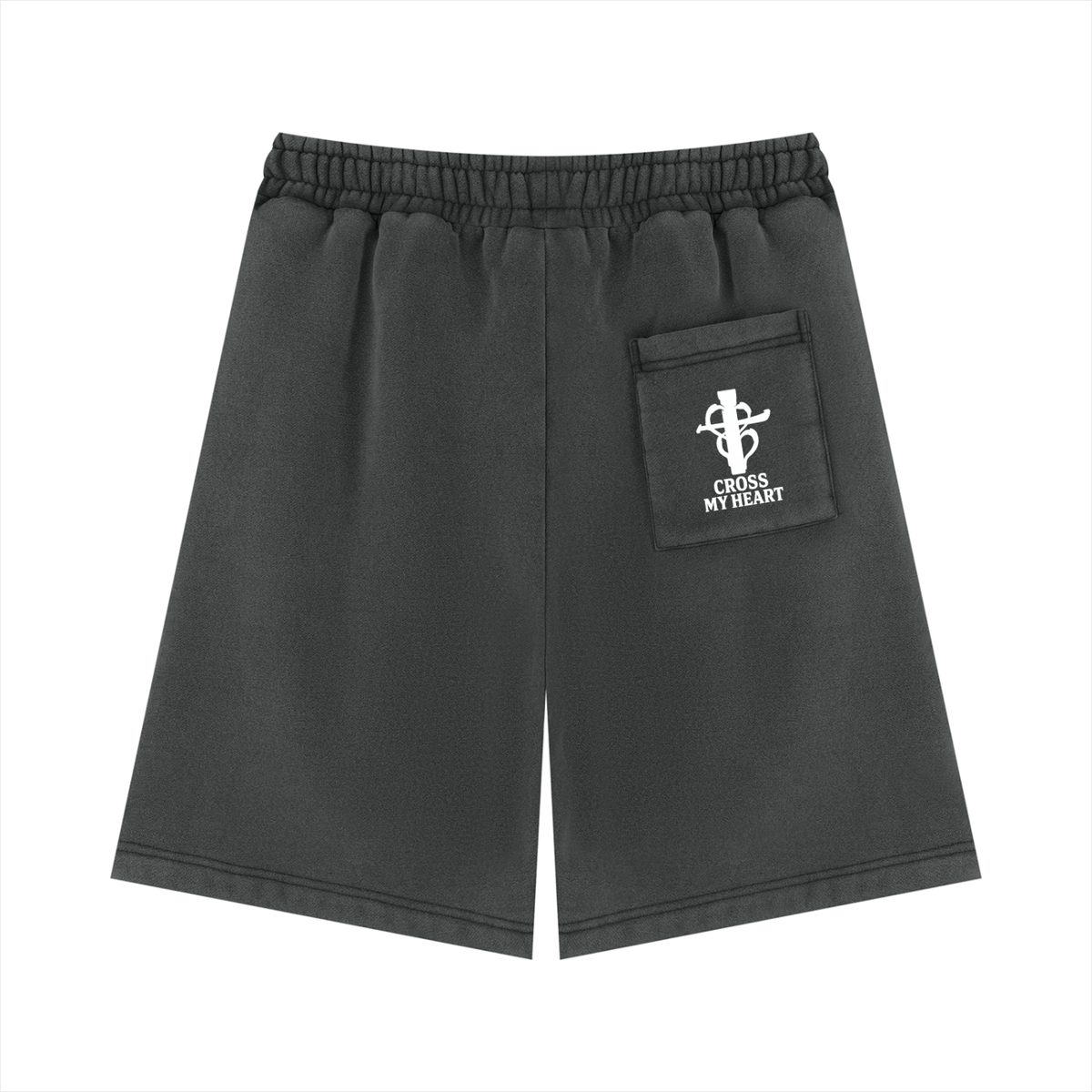 Unisex Vintage Wash cross my heart flag ship Fleece Shorts