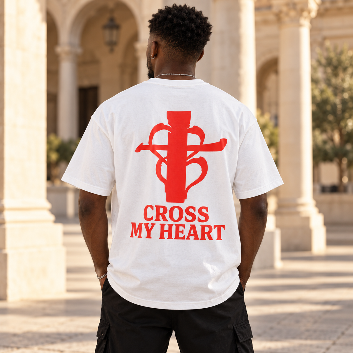 Cross my heart Tee Red Flag ship mark