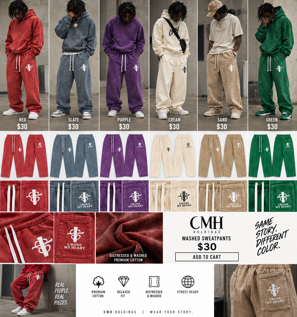Cross my heart flag ship Unisex Vintage Wash Fleece Sweatpants