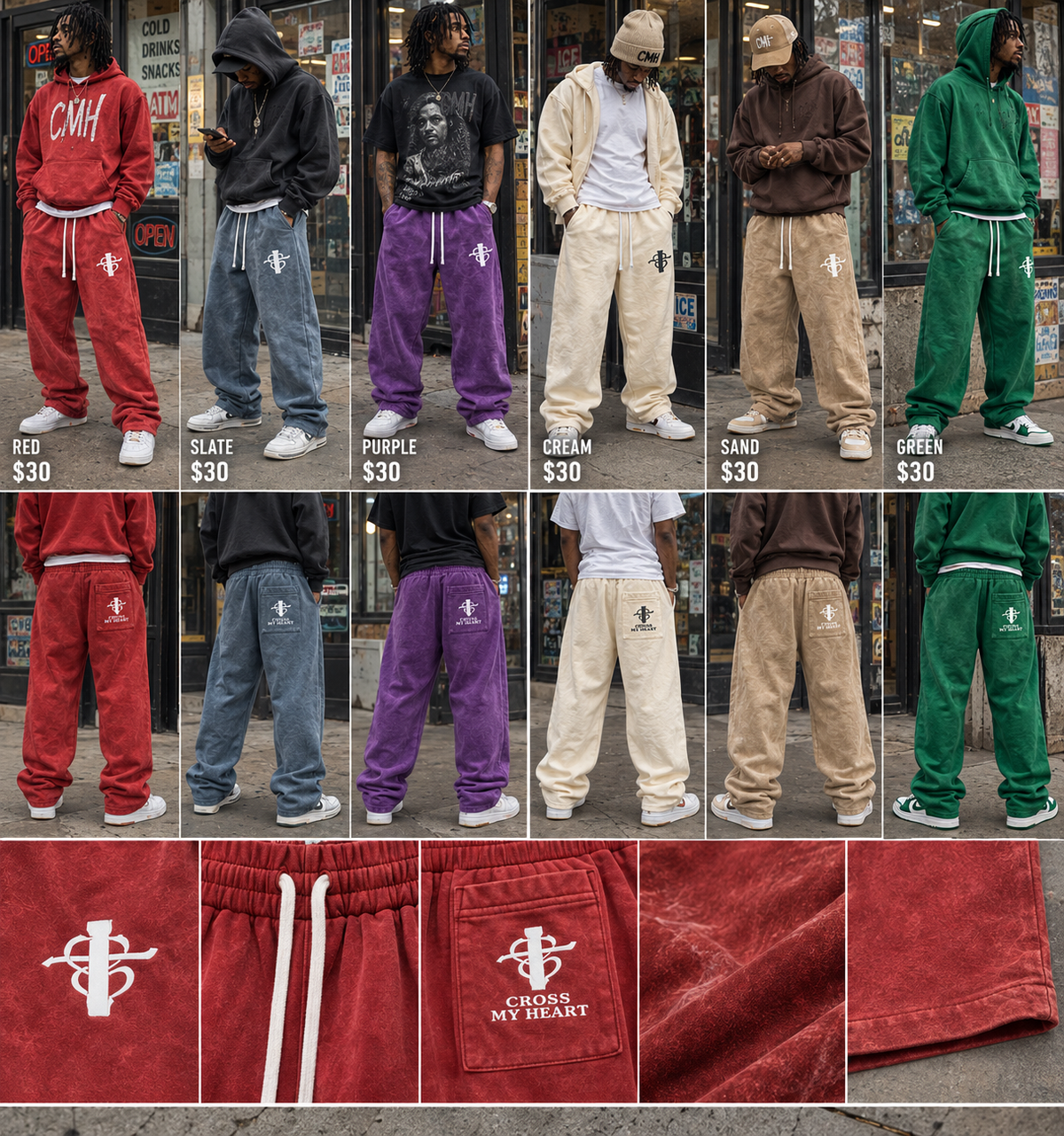 Cross my heart flag ship Unisex Vintage Wash Fleece Sweatpants