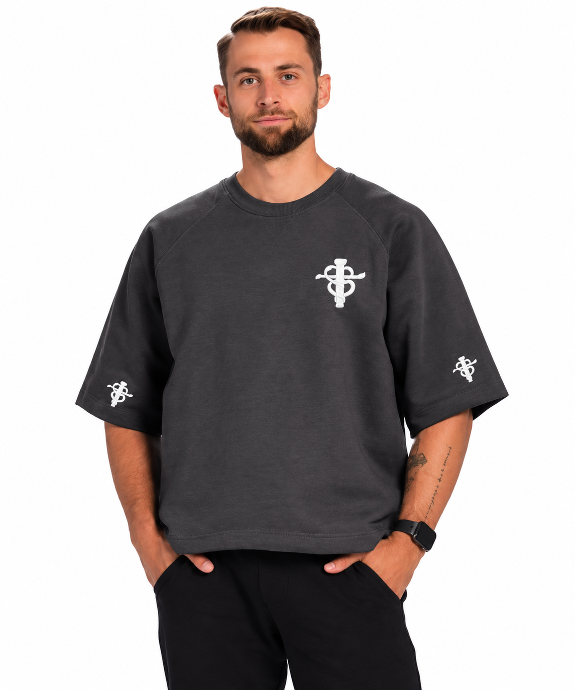 Cross My Heart — Charcoal Flagship Oversized Tee