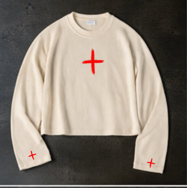 Cross My Heart — Red Cross Cropped Long Sleeve