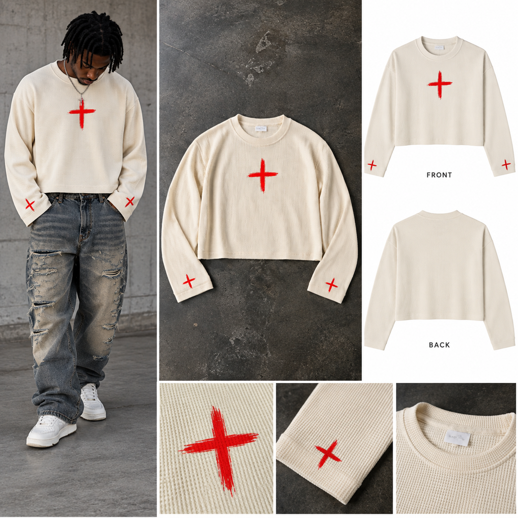 Cross My Heart — Red Cross Cropped Long Sleeve