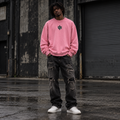 Cross My Heart — Pink Oversized Raw Hem Sweatshirt