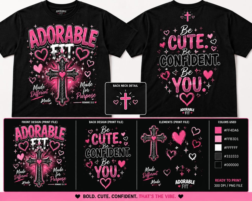 Adorable Fit Made for Purpose black youth tee product views