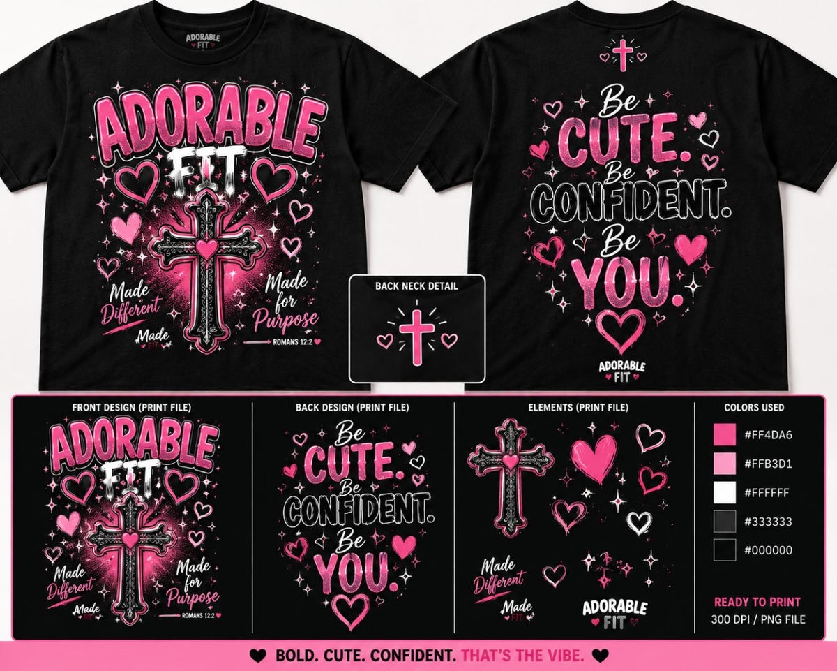 Adorable Fit Made for Purpose black youth tee product views