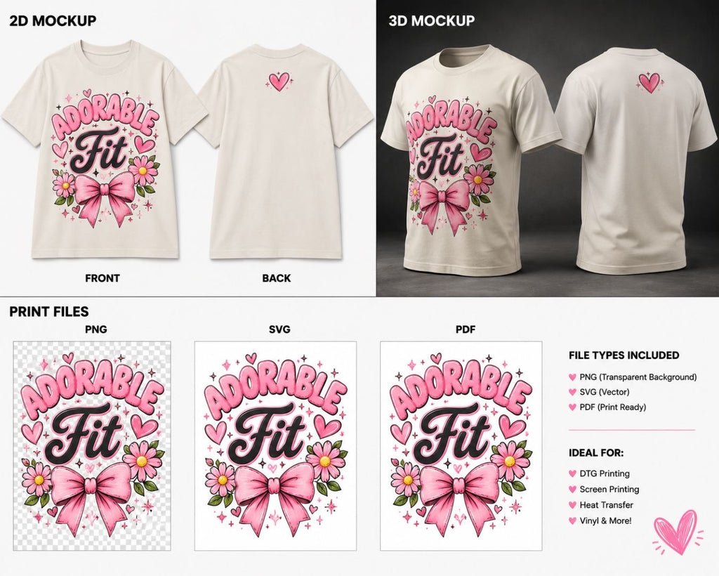 Adorable Fit pink bow and flowers off-white youth tee product views