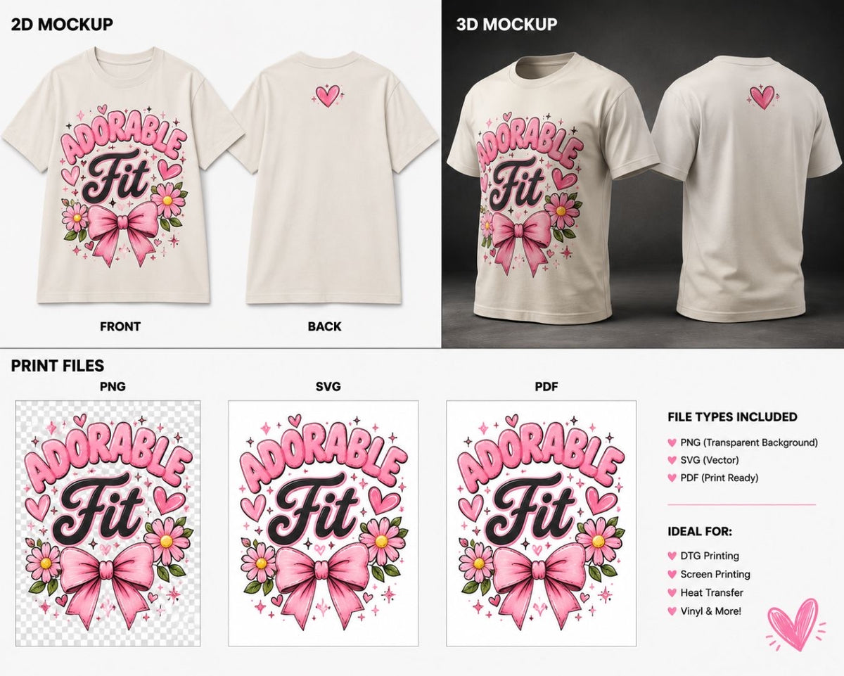 Adorable Fit pink bow and flowers off-white youth tee product views
