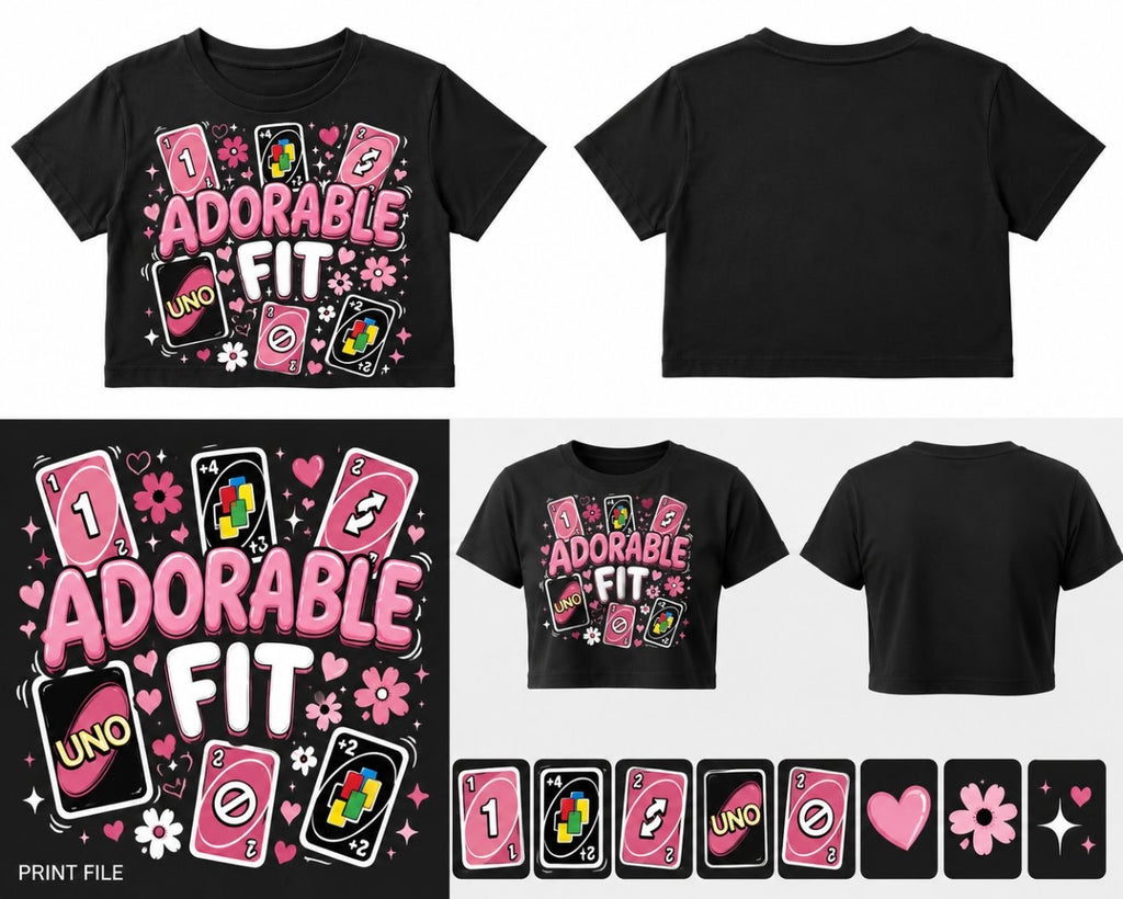 Adorable Fits youth black UNO card graphic tee