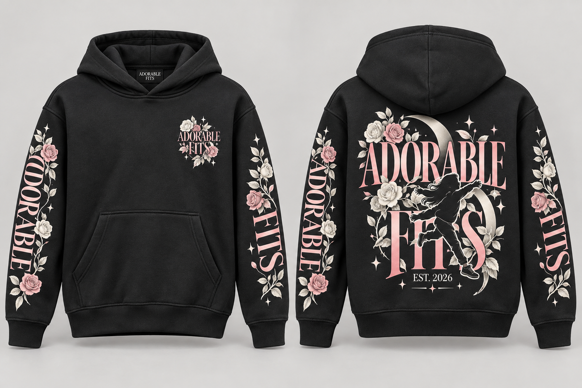 Adorable Fits floral youth hoodie front and back