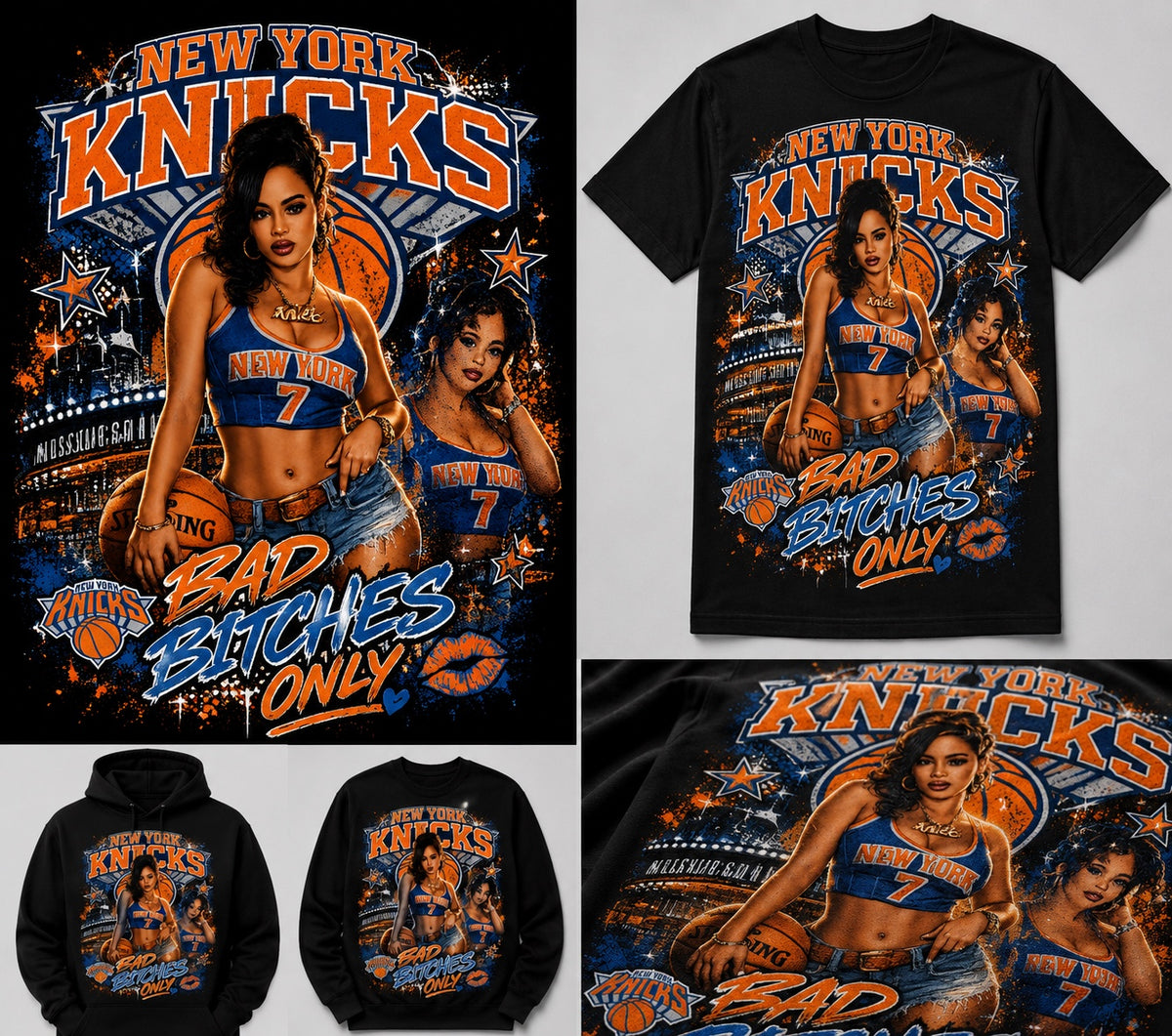 Bad Bitches Only Knicks Tee – Black