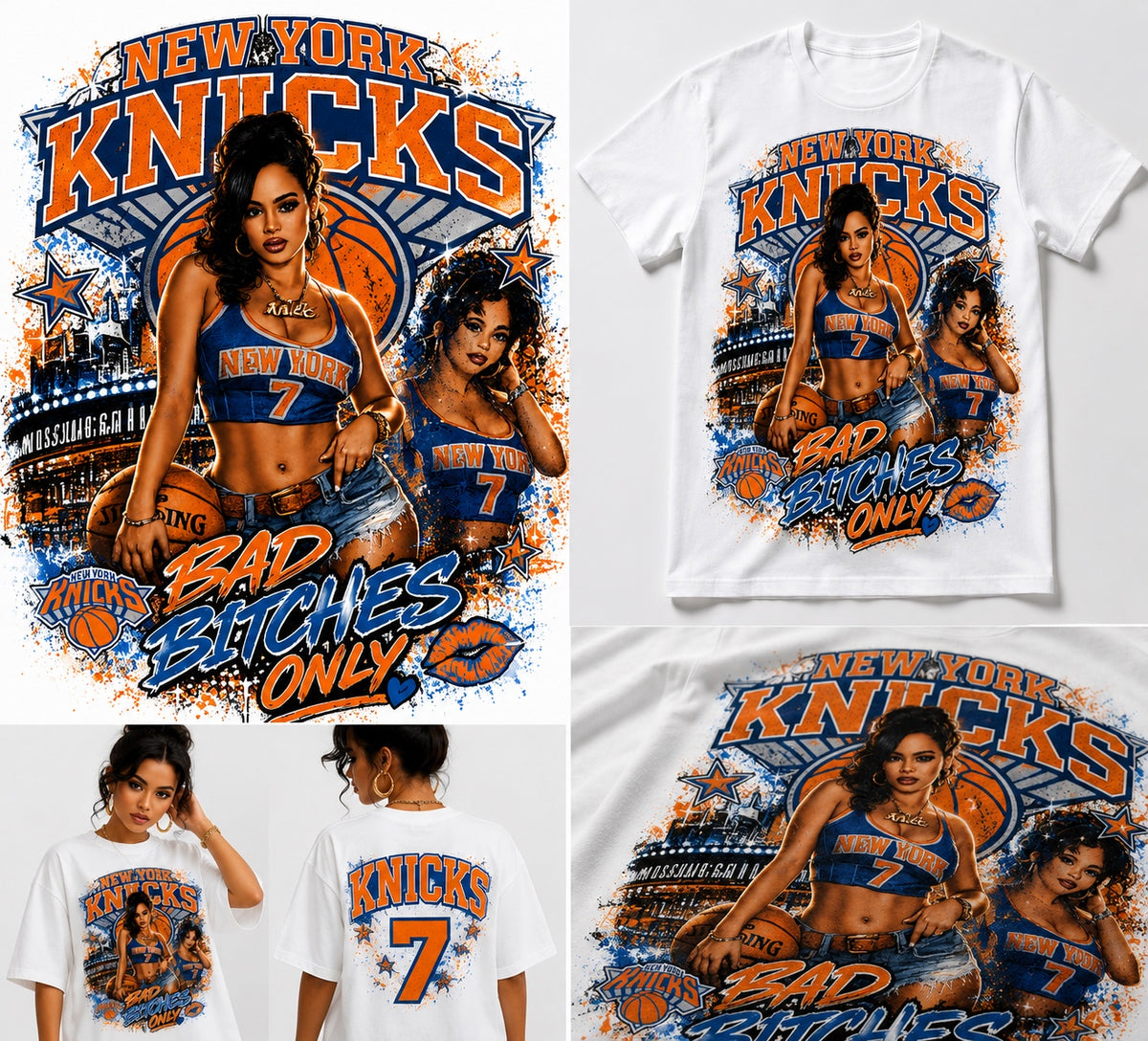 Bad Bitches Only Knicks Tee – White