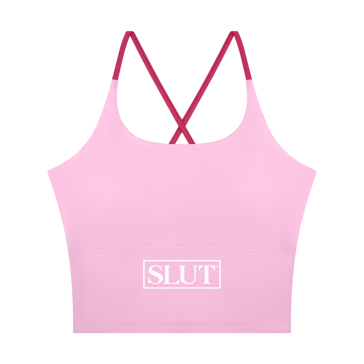 SLUT CROSS\-BACK CROP SPORTS BRA  **STRONG • LIBERATED UNAPOLOGETIC  THRIVING