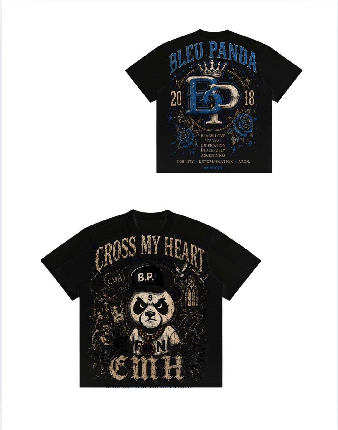 Original Bleu Panda x Cross My Heart front and back product reference