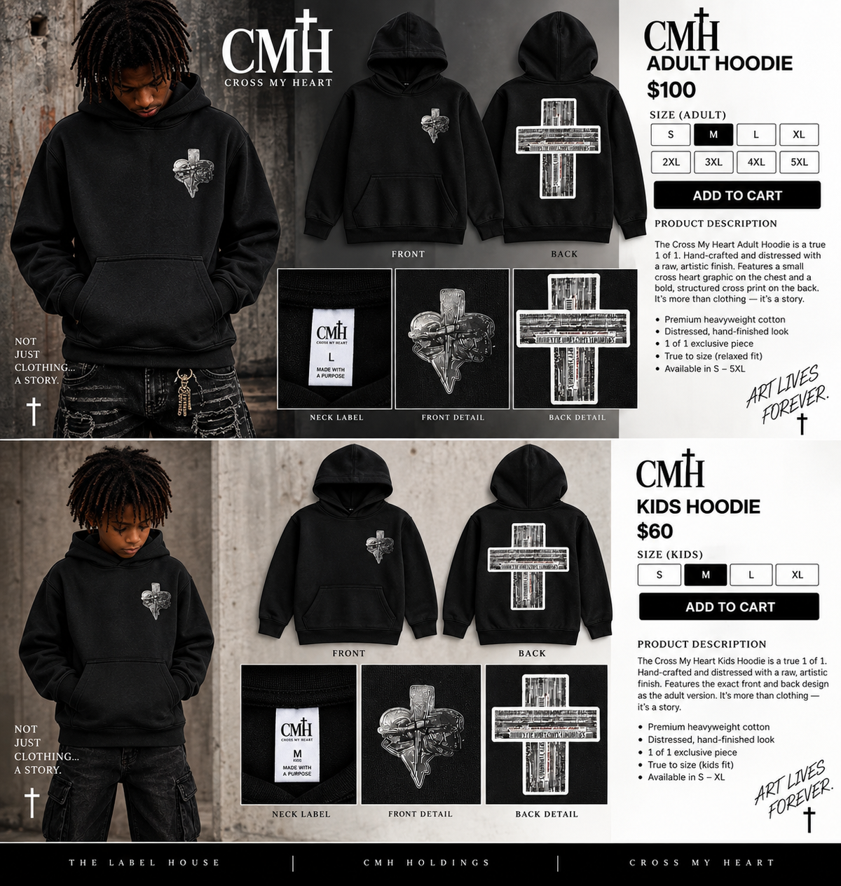 Cross My Heart adult hoodie lookbook