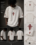 CMH Cross Tee Distressed off white burgundy lookbook