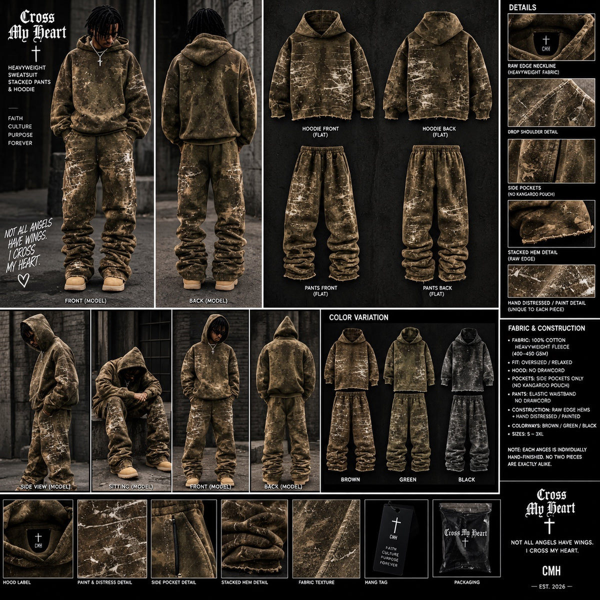 Cross My Heart stacked sweatpants construction details