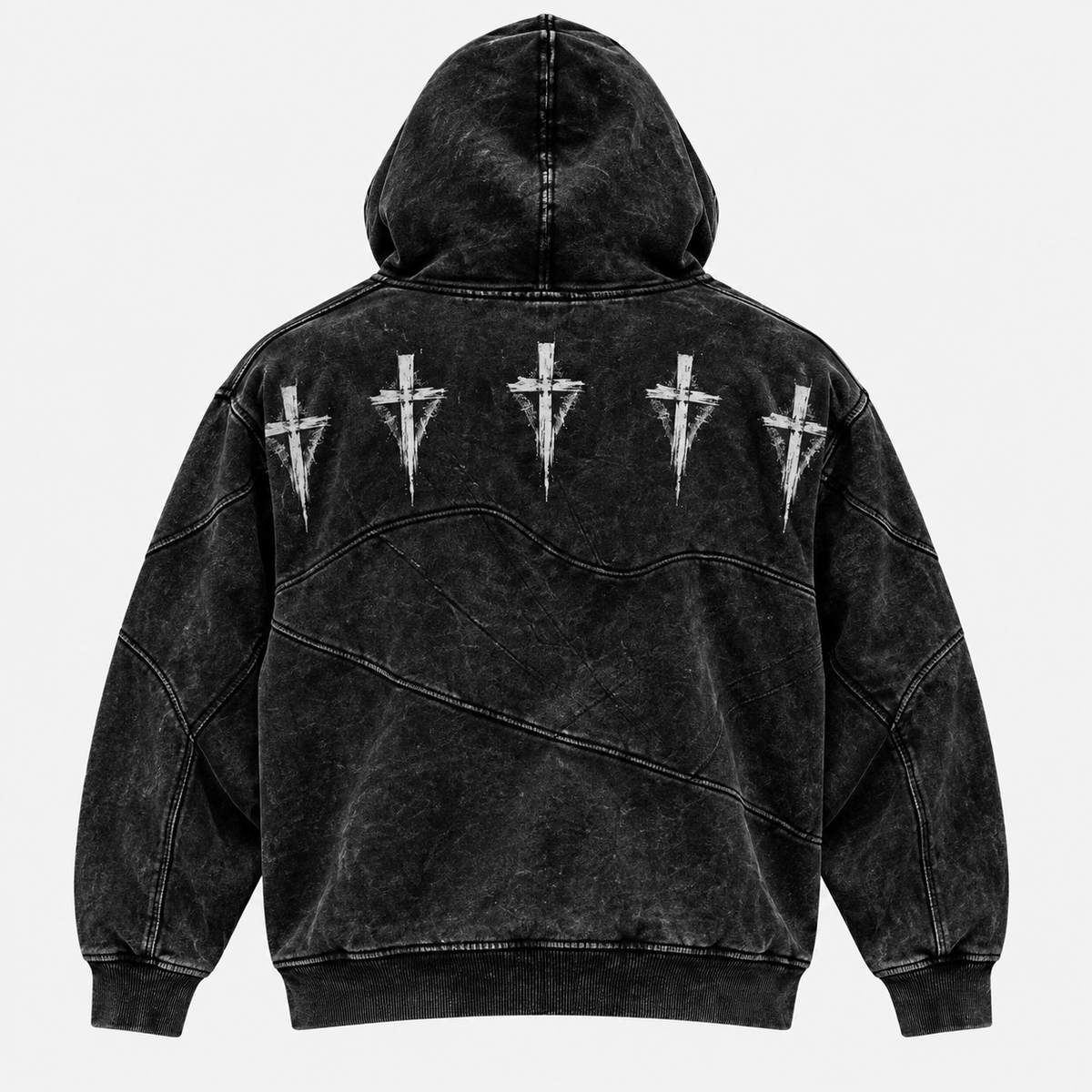 Back view of Five Cross Panel Zip Hoodie