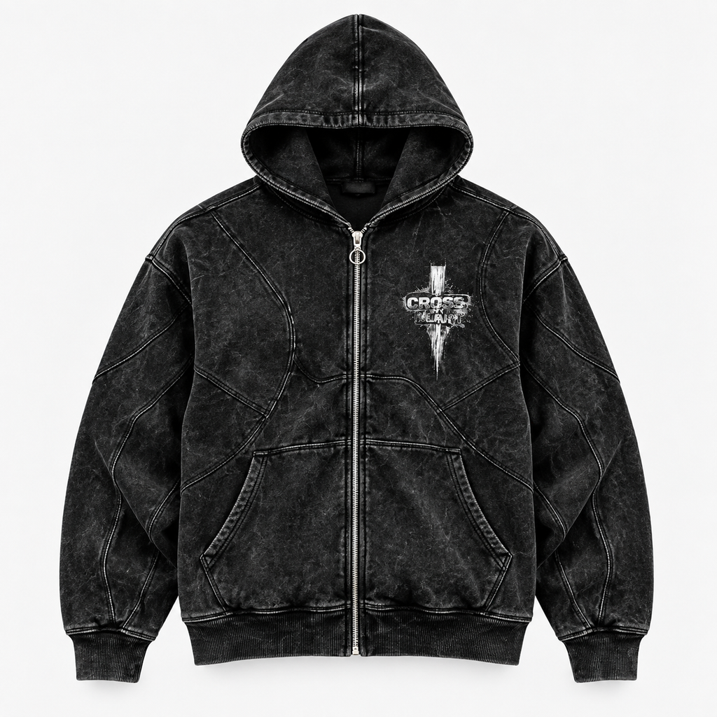 Five Cross Panel Zip Hoodie clean product image