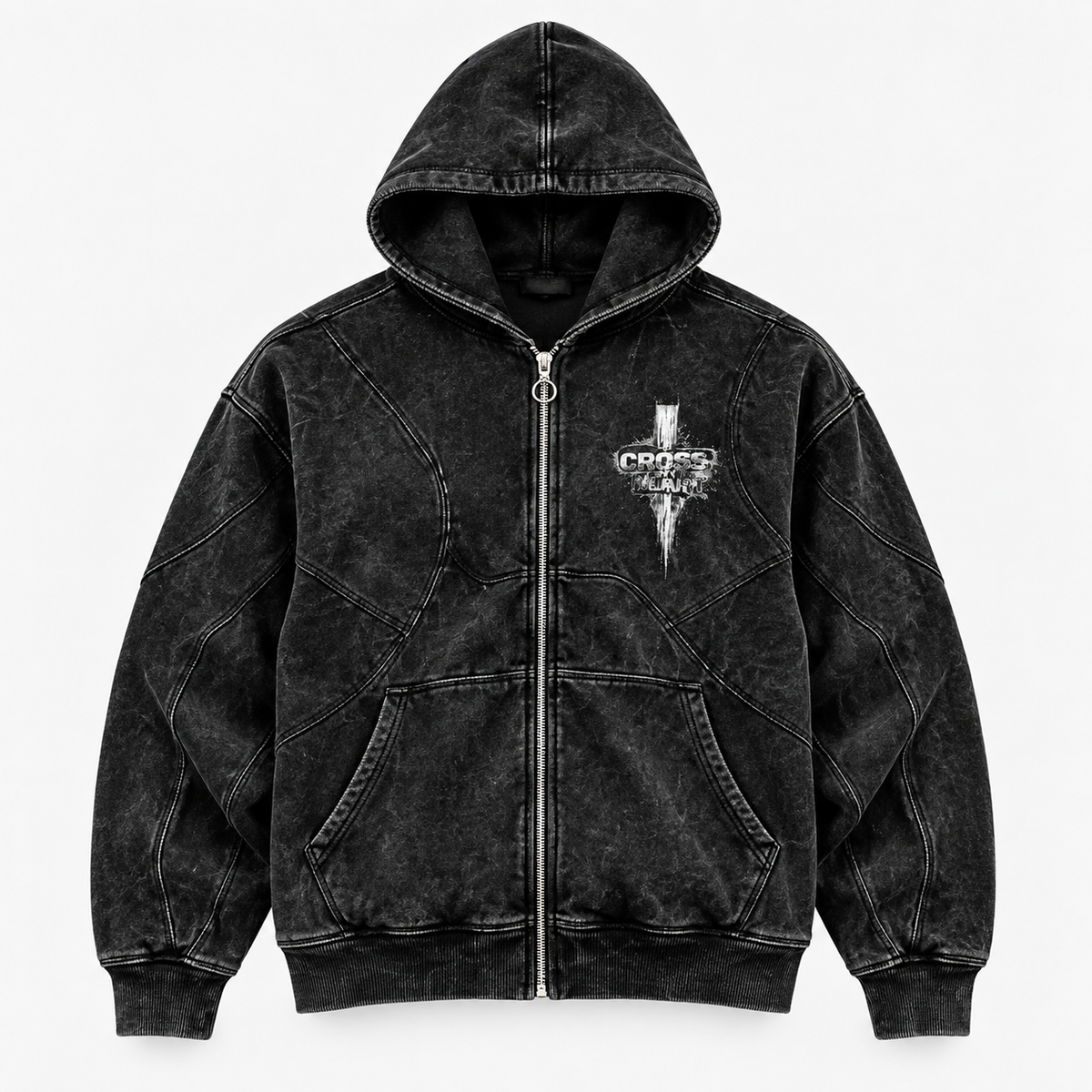 Five Cross Panel Zip Hoodie clean product image