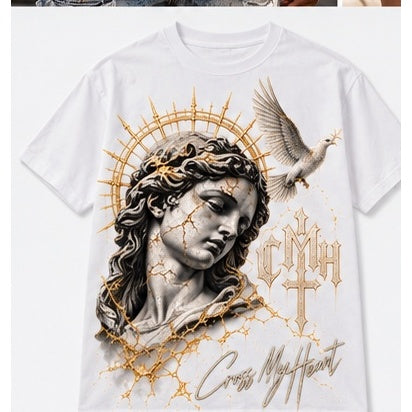 Cross My Heart Gilded Angel Relic Tee flat front