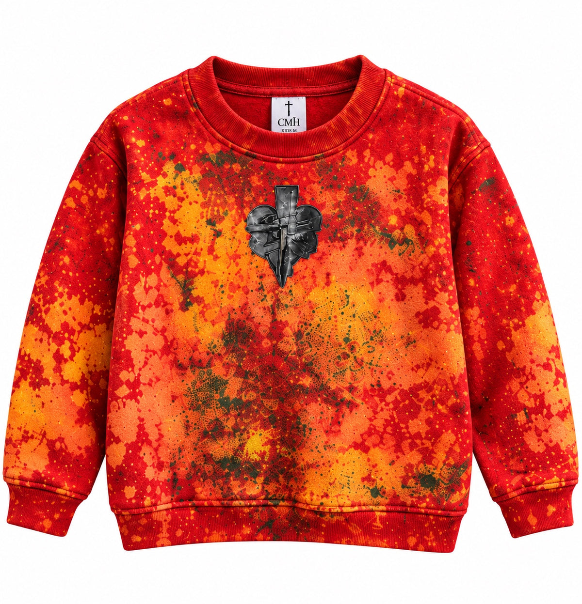 CMH Kids Red Splatter Crewneck front product view