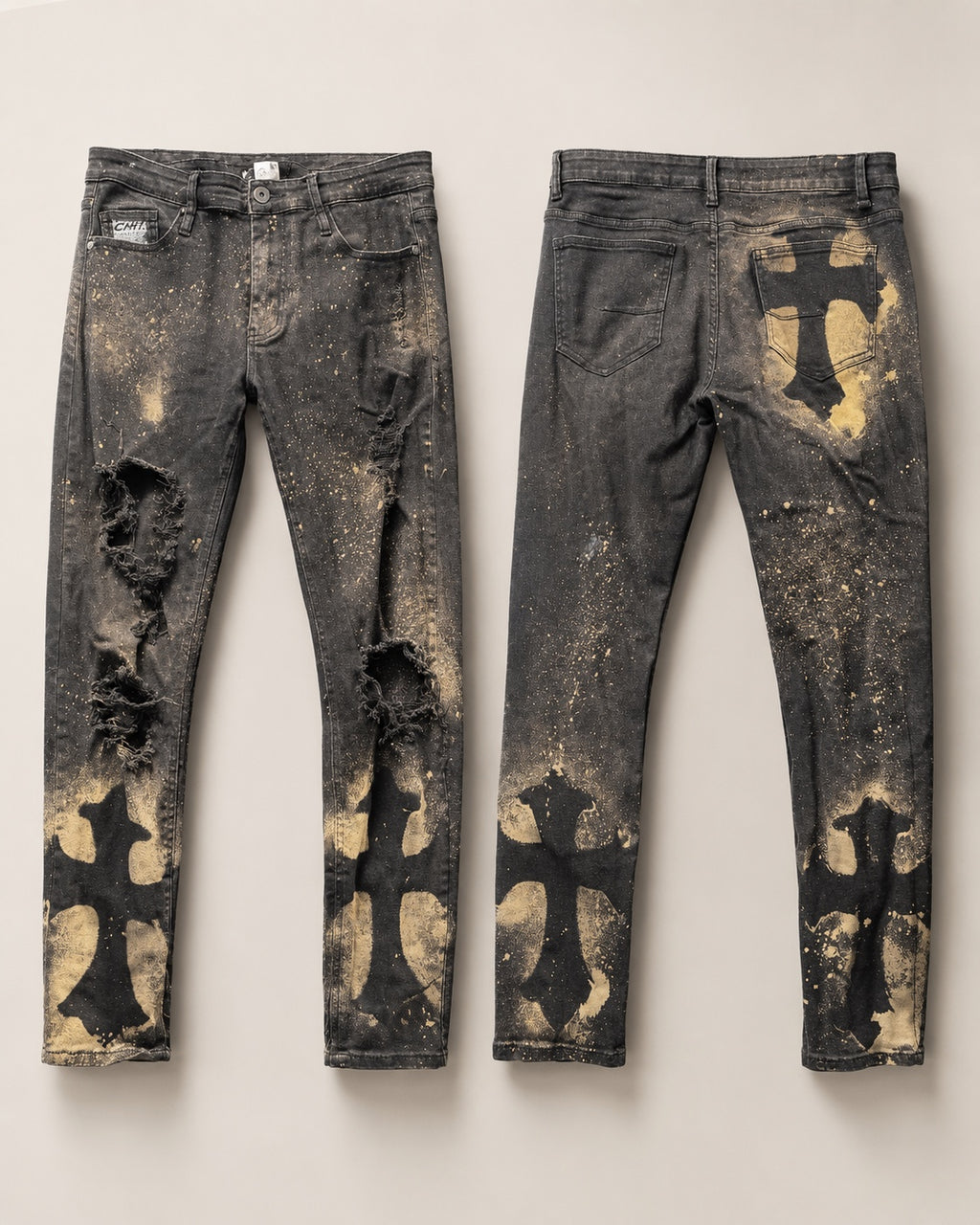 Cross My Heart 1 of 1 distressed relic denim size 32 front and back