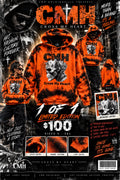 Cross My Heart orange and black washed 1 of 1 heavyweight hoodie