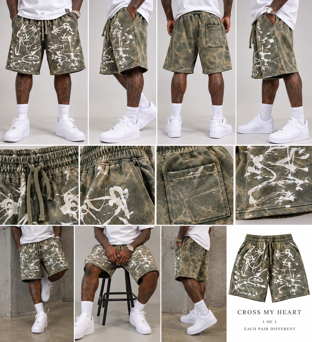 Cross My Heart 1 of 1 painted shorts model and detail views