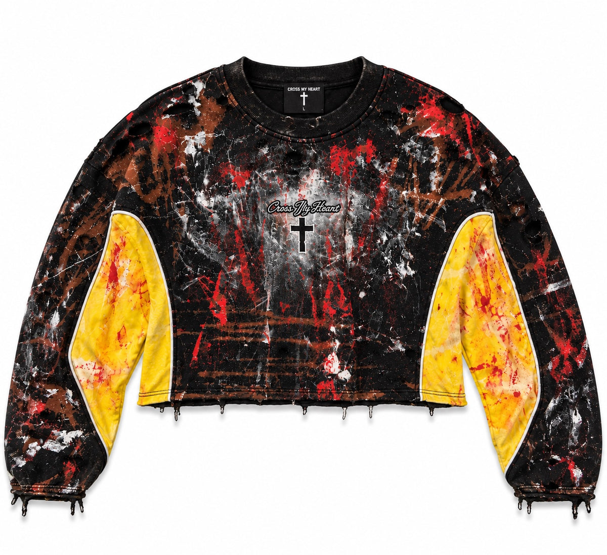 Cross My Heart Painter’s Canvas cropped long sleeve flat product view