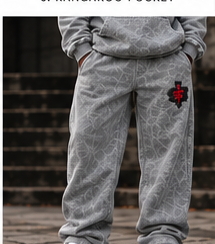 Cross My Heart washed gray sweatpants model front