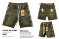 CMH olive denim shorts product views