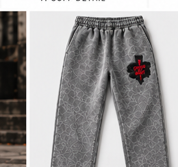 Cross My Heart washed gray sweatpants front