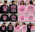 Cross My Heart breast cancer awareness crewneck black and pink front and back product photos