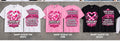 Cross My Heart breast cancer awareness short sleeve tees in white pink and black