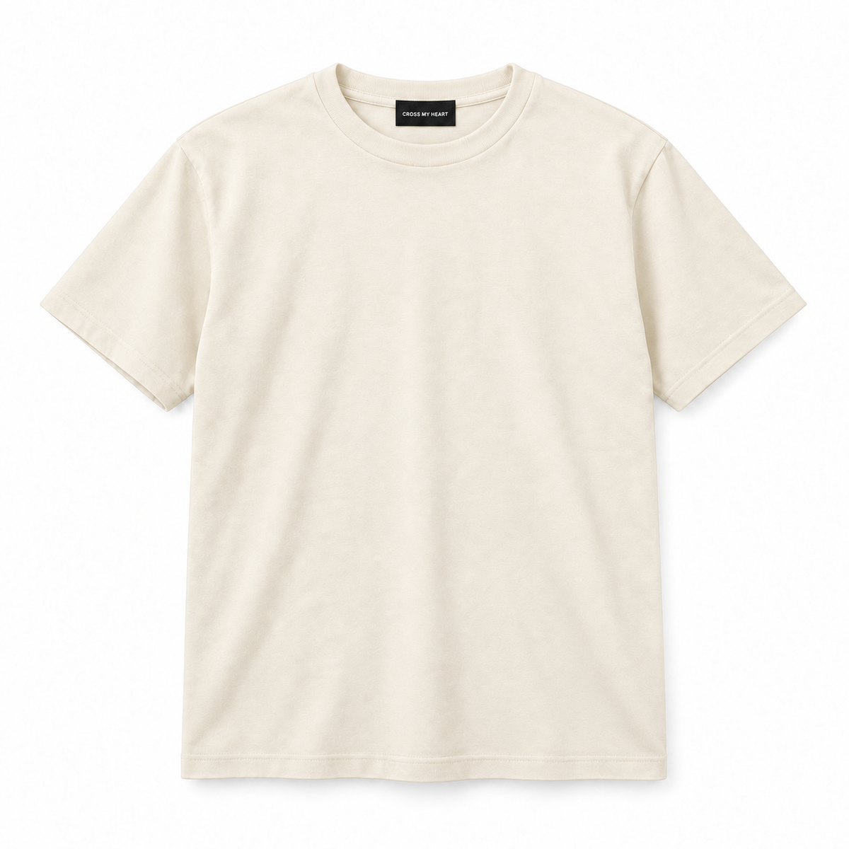 Cross My Heart essential cream tee with branded neck tag