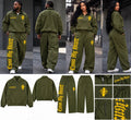 Cross My Heart olive green woven tracksuit front back and model views