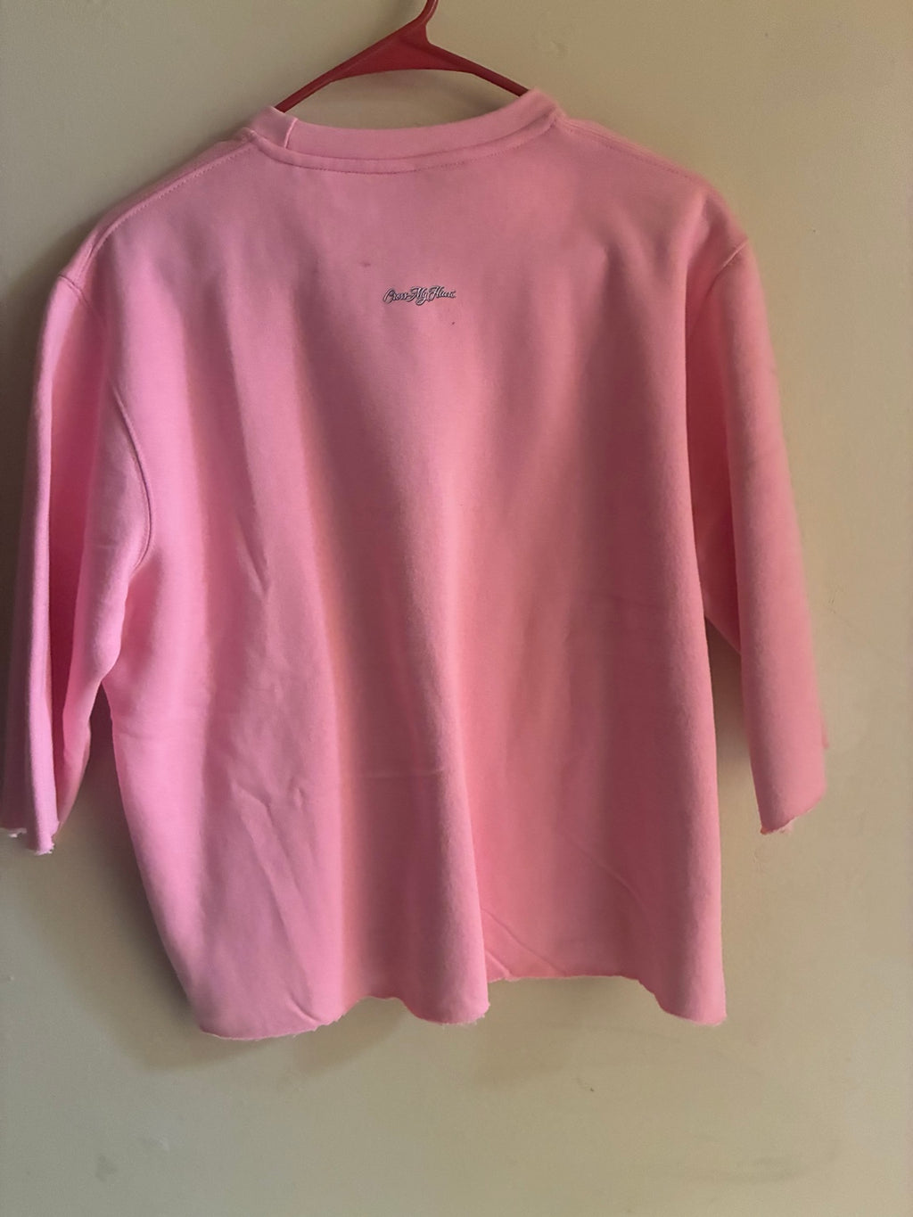 Cross My Heart pink oversized sweatshirt back